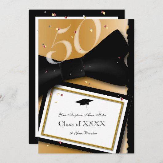 Individualisierbare 50-Jahres-Wiedersehen Einladung (Vorne/Hinten)
