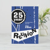 Individualisierbare Blue 25-Jahres-Wiedersehen-Ein Einladung (Stehend Vorderseite)