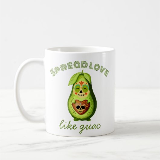 Individualisierbare Dia de los Muertos Avocado Kaffeetasse (Links)