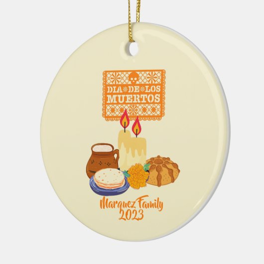 Individualisierbare Dia De Los Muertos Celebration Keramik Ornament (Links)