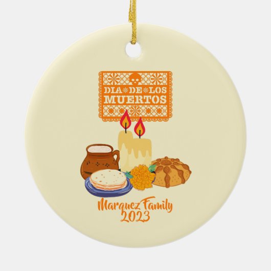 Individualisierbare Dia De Los Muertos Celebration Keramik Ornament (Hinten)