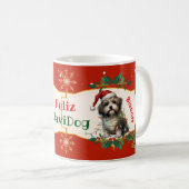 Individualisierbare Feliz Navidog Weihnachten Kaffeetasse (VorderseiteRechts)