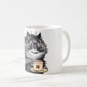 Individualisierbare Initial-, Kaffee Lover Cat, Lo Kaffeetasse (VorderseiteRechts)