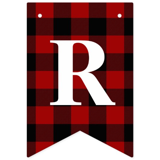 Individualisierbare Rot, Schwarz Kariert Frohe Wei Wimpelkette (Dritte Fahne)