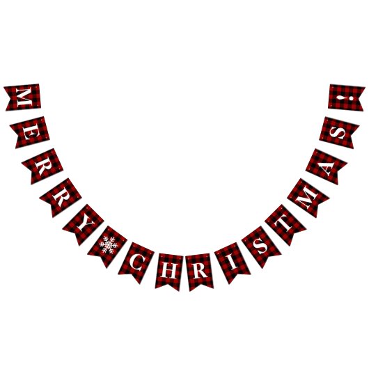 Individualisierbare Rot, Schwarz Kariert Frohe Wei Wimpelkette (Alle)