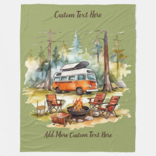 Individualisierbarer Camper Van, der im Wald parkt Fleecedecke