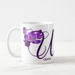 Individualisierbarer Name Ursula lila floral boho  Kaffeetasse
