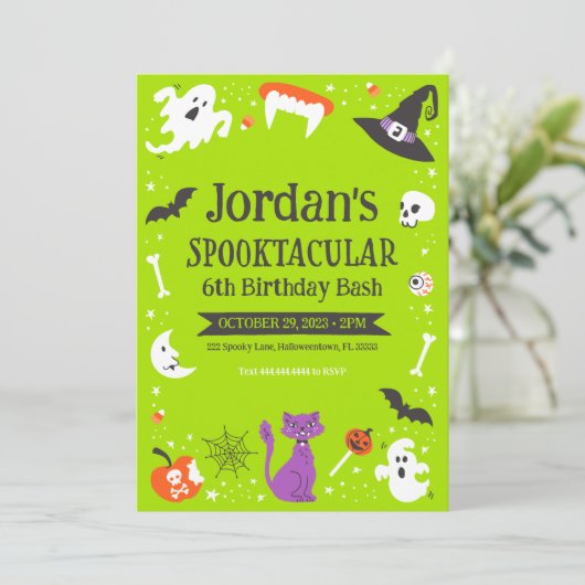 Individualisierbarer Spooktacular Geburtstagsbash Einladung (Stehend Vorderseite)