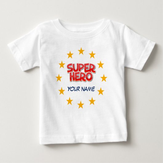 Individualisierbarer Superheld Baby T-shirt (Vorderseite)