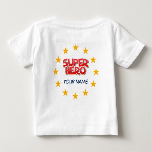 Individualisierbarer Superheld Baby T-shirt (Rückseite)