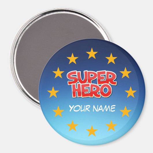 Individualisierbarer Superheld Magnet (Vorderseite/Rückseite)