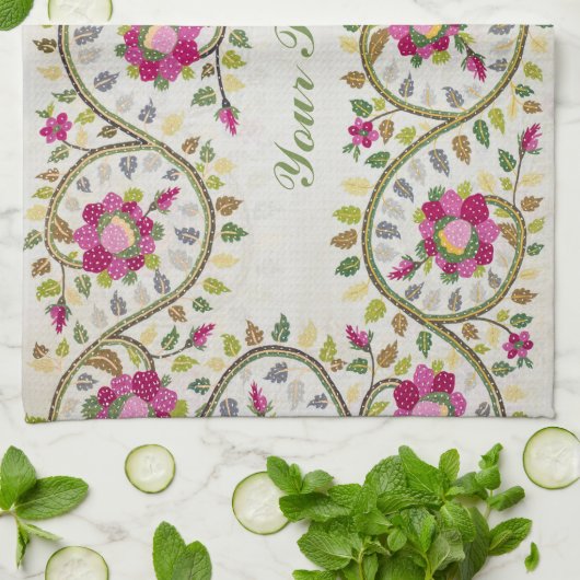 Individualisierbarer Text, Peonies Pattern, Willia Geschirrtuch (Gefaltet)