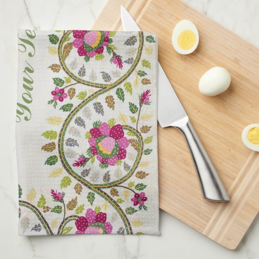 Individualisierbarer Text, Peonies Pattern, Willia Geschirrtuch (Viertel Falte)