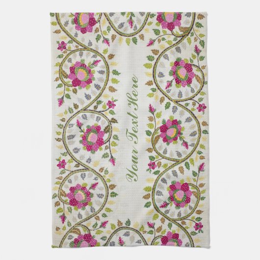 Individualisierbarer Text, Peonies Pattern, Willia Geschirrtuch (Vertikal)