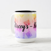 Individualisierbares abstraktes Design in lebhafte Zweifarbige Tasse (Vorderseite Links)