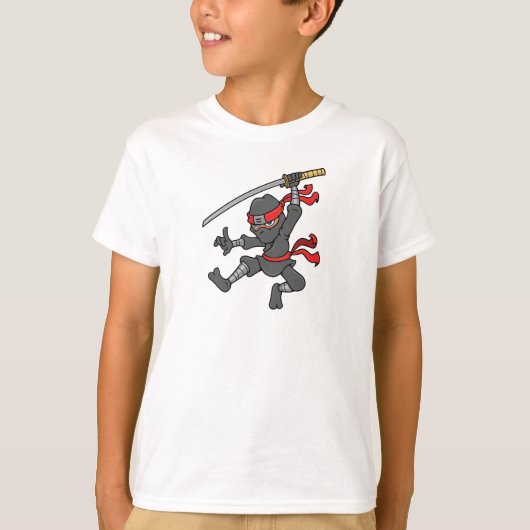 Individualisierbares Jumping Ninja Design T-Shirt (Vorderseite)