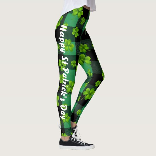 Individualisierbares St. Patrick's Day Kleeblatt Leggings (Rechts)