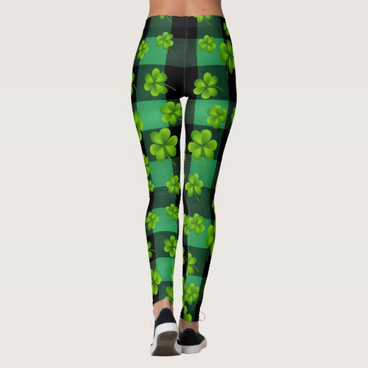 Individualisierbares St. Patrick's Day Kleeblatt Leggings (Rückseite)