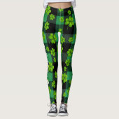 Individualisierbares St. Patrick's Day Kleeblatt Leggings (Vorderseite)