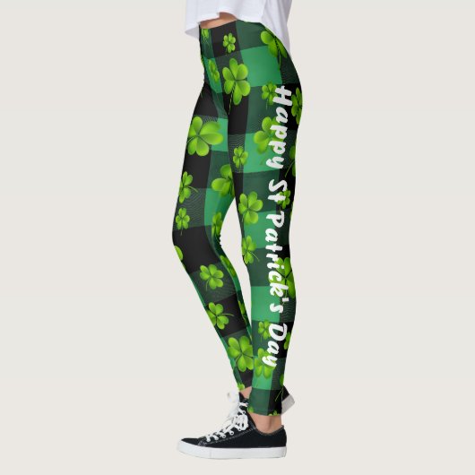 Individualisierbares St. Patrick's Day Kleeblatt Leggings (Links)