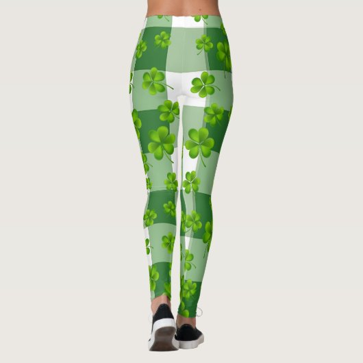 Individualisierbares St. Patrick's Day Kleeblatt Leggings (Rückseite)