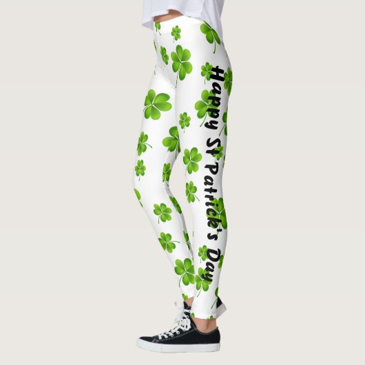 Individualisierbares St. Patrick's Day Kleeblatt Leggings (Links)