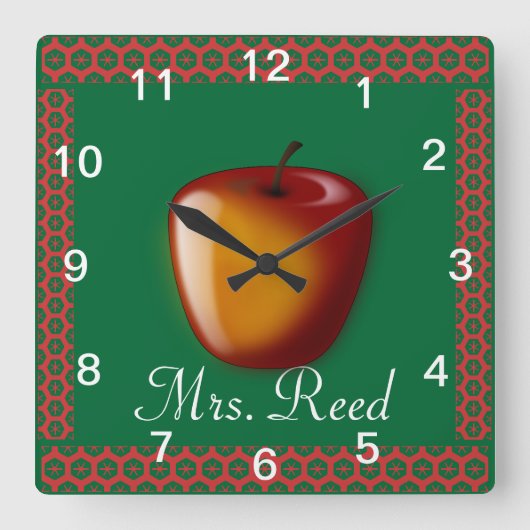 Individualisieren der Apple Art Teacher-Klasse Quadratische Wanduhr (Vorderseite)