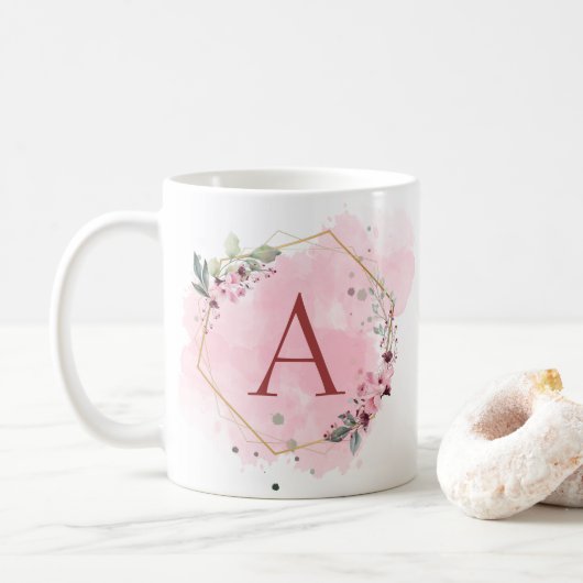 Individualisieren Sie die anfänglichen Aquarellbil Kaffeetasse (Mit Donut)