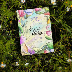 Individualisieren Sie die Blume Wasserfarben Save The Date