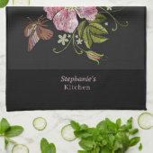 Individualisieren Sie die florale Stickerei Muster Geschirrtuch (Gefaltet)