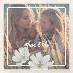 Individualisieren Sie Ihr Foto mit dem weißen Kosm Glasuntersetzer