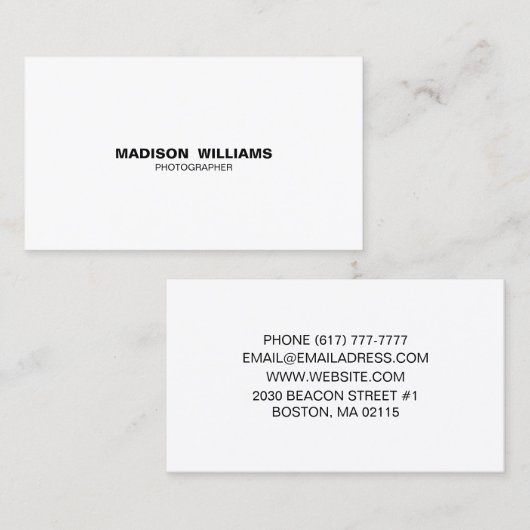 Individualisieren Sie minimalistische Eleganz Visitenkarte (Vorne/Hinten)