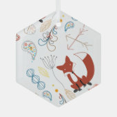 Individualisieren Sie moderne Fox Woodland Muster Ornament Aus Glas (Vorderseite)