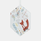 Individualisieren Sie moderne Fox Woodland Muster Ornament Aus Glas (Vorderseite Links)