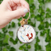 Individualisieren Sie moderne Fox Woodland Muster Schlüsselanhänger (Hand)