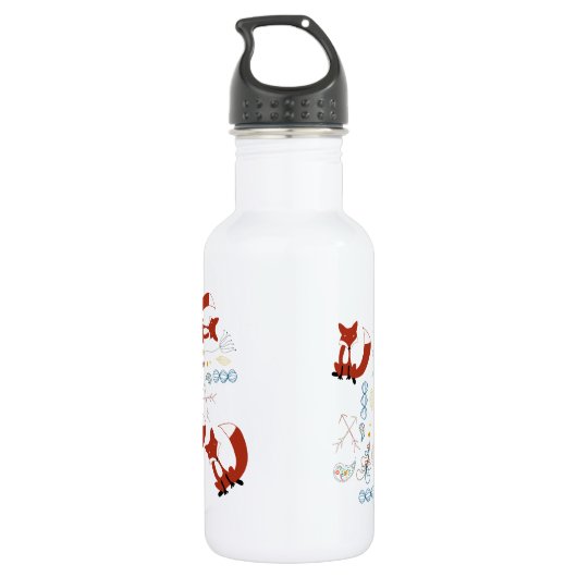 Individualisieren Sie moderne Fox Woodland Muster Trinkflasche (Rückseite)