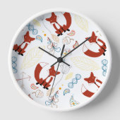 Individualisieren Sie moderne Fox Woodland Muster Uhr (Vorderseite)