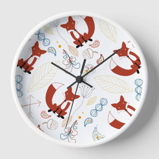 Individualisieren Sie moderne Fox Woodland Muster Uhr (Vorderseite)