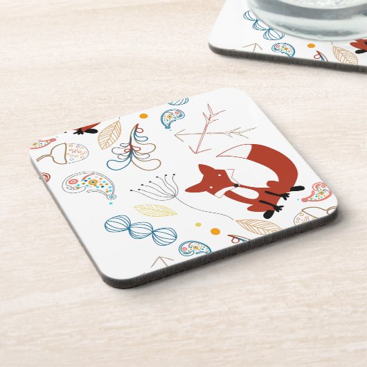 Individualisieren Sie moderne Fox Woodland Muster Untersetzer (Linke Seite)