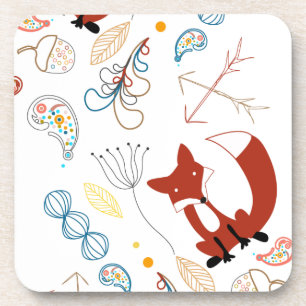 Individualisieren Sie moderne Fox Woodland Muster Untersetzer