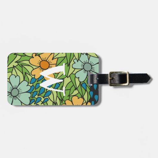 Individualisieren Sie Retro-Blume im Großformat, M Gepäckanhänger (Vorderseite horizontal)