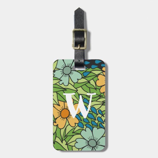 Individualisieren Sie Retro-Blume im Großformat, M Gepäckanhänger (Vorderseite vertikal)