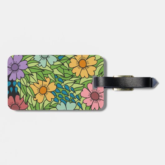 Individualisieren Sie Retro-Blume im Großformat, M Gepäckanhänger (Rückseite horizontal)