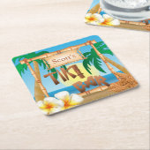 Individualisieren Sie tropische Tiki Bar Rechteckiger Pappuntersetzer (angewinkelt)