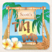 Individualisieren Sie tropische Tiki Bar Rechteckiger Pappuntersetzer (Vorderseite)
