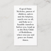 Individualisierte St. Nikolaus-Gebetskarte Telefonnummerkarte (Rückseite)