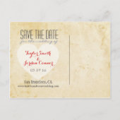 Individualisierte Weltkarte Save the Date Ankündigungspostkarte (Rückseite)