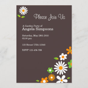 Individuell angepasste*Blumenbraun-Einladungen Einladung