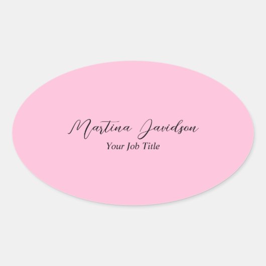 Individuell angepasste, rosa, kreative Handschrift Ovaler Aufkleber (Vorderseite)