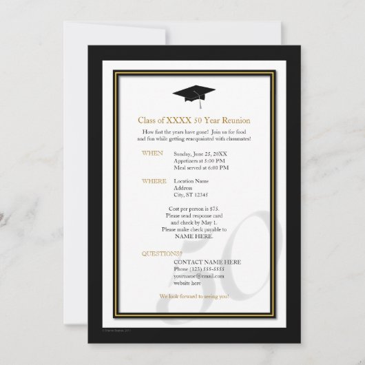 Individuell anpassbare 50-Jahres-Wiedersehen Einladung (Vorderseite)